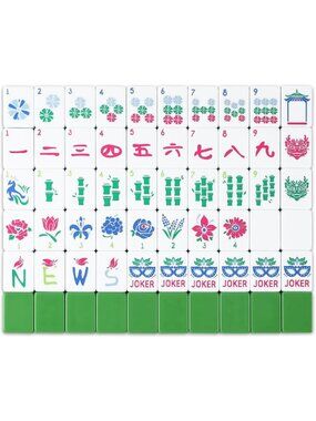 160 Pcs Mahjong Tiles Set with Storage Bag - 1.2” Colorful Floral Design